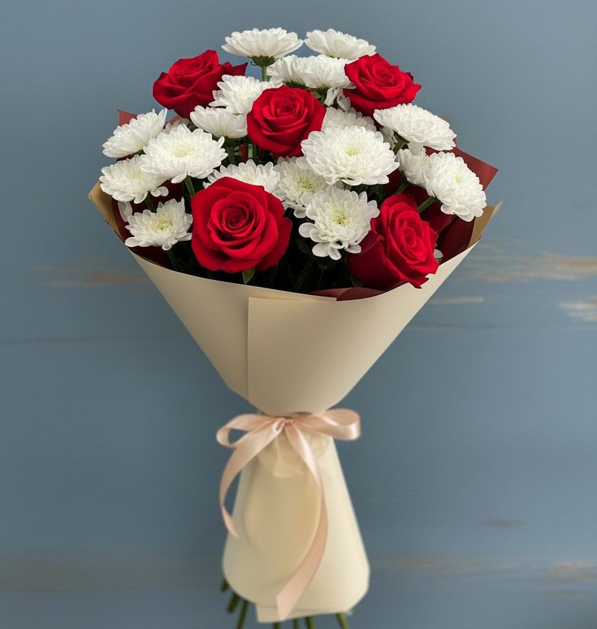 Букет цветов из: Розы и Хризантемы в Волжском Самарской области