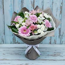 Букет цветов из:  Герберы, Альстромерии и Хризантемы в Волжском Самарской области