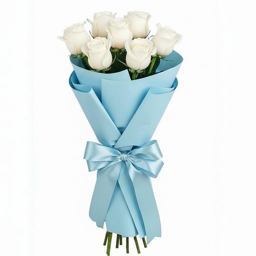 Букет 7 белых роз Проуд в Волжском Самарской области