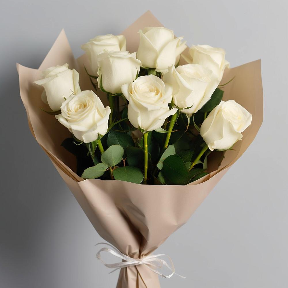 Букет 9 Белых роз Эдлесс Лав в Волжском Самарской области