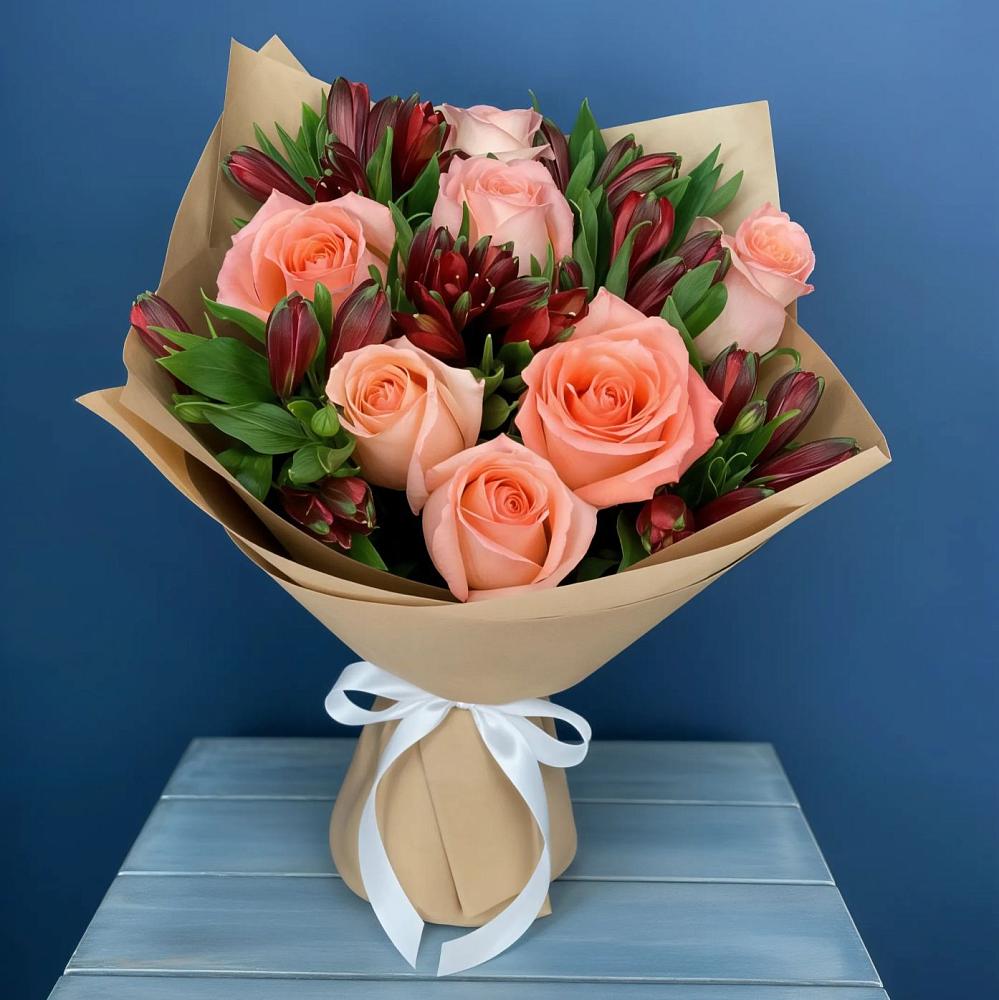 Букет цветов из: Розы и Альстромерии в Волжском Самарской области