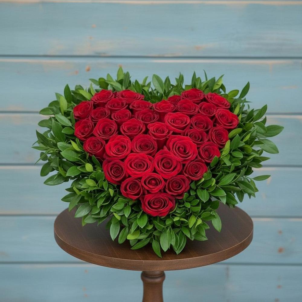 Цветочная композиция из Розы в виде сердца в Волжском Самарской области