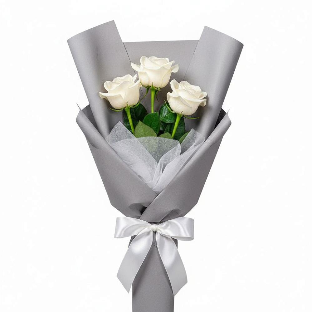 Букет 3 белые розы в Волжском Самарской области