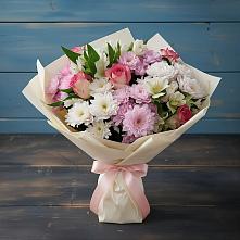 Букет цветов из:  Хризантемы, Альстромерии и Розы в Волжском Самарской области