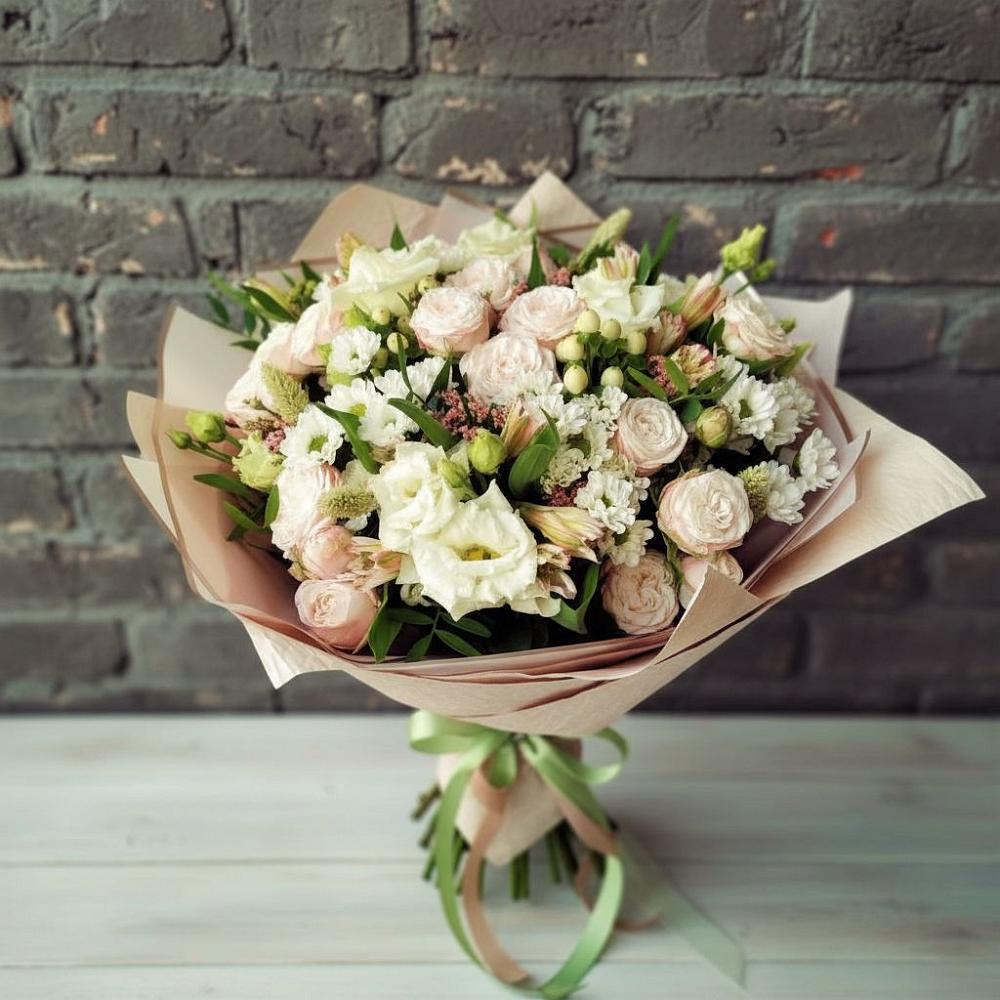Букет цветов из: Альстромерии, Розы и Хризантемы в Волжском Самарской области