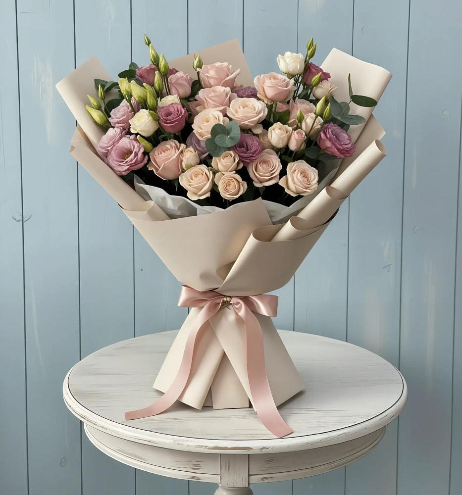 Букет цветов из: Розы и Лизиантусы в Волжском Самарской области