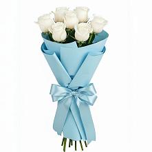 Букет 7 белых роз Проуд в Волжском Самарской области