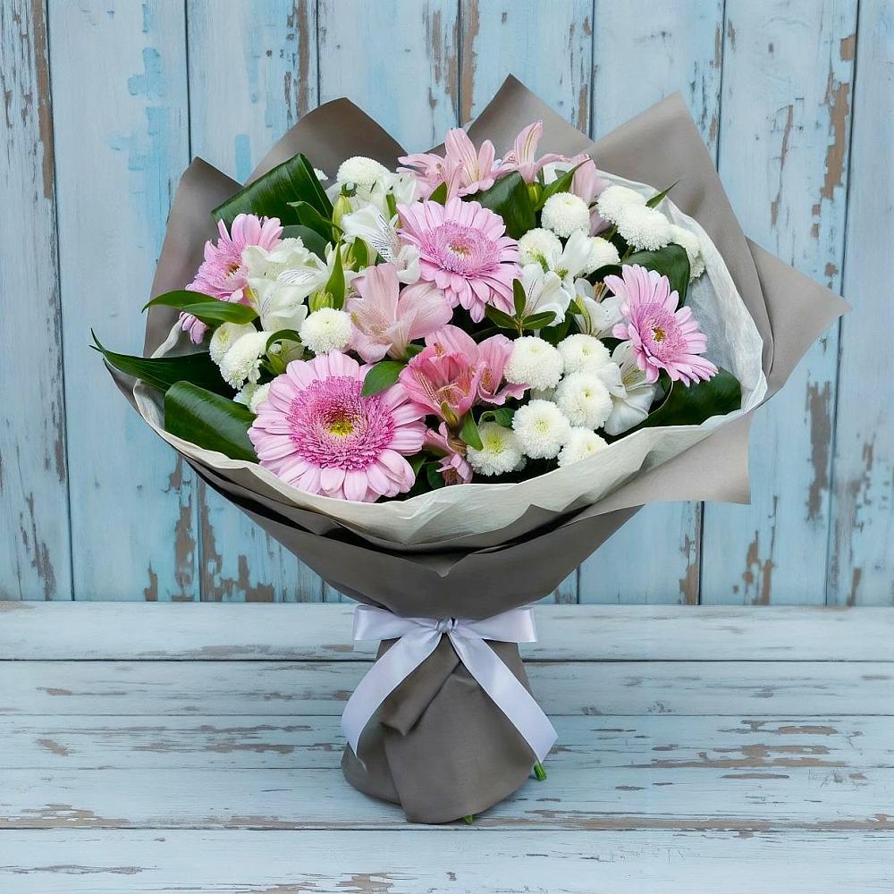 Букет цветов из: Герберы, Альстромерии и Хризантемы в Волжском Самарской области