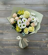 Букет цветов из:  Альстромерии, Розы и Хризантемы в Волжском Самарской области